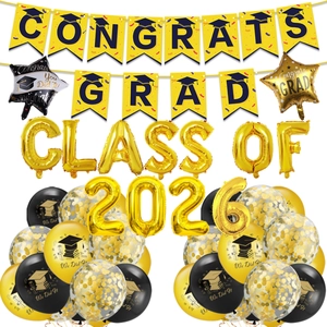 Congrats Grad Party Decoration Set Graduation Season Foil Balloons Latex Balloons Set Class Of Graduation Banner