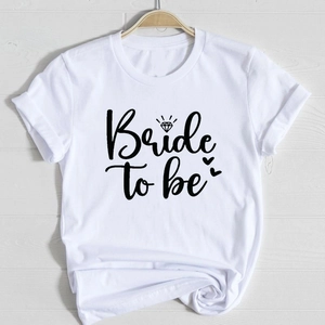 Women's Cotton Bride To Be Bride Tribe Letter Print T-Shirt Round Neck Short Sleeve Top For Bachelorette Hen Party Wedding