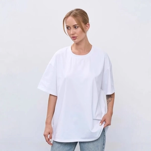 Retro Oversized T-Shirt aus weißer Baumwolle mit hochwertigem Buchstabendruck für den Sommer