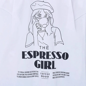 Weißes Baumwoll-T-Shirt mit The Espresso Girl Grafikdruck und schwarzer Typografie