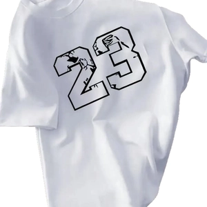 T-shirt blanc 100% coton avec imprimé graphique 23 vintage et coupe ample d'été