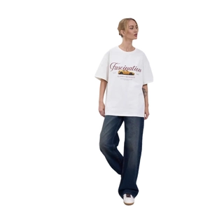Classic car print white cotton T-shirt with fascination graphic for men street style