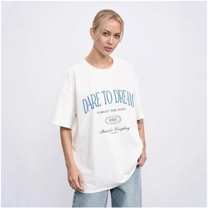 Women's 100% Cotton Oversized T-Shirt Retro Letter Print Short Sleeve Round Neck Summer Casual Streetwear Top