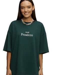 T-shirt oversize en coton vert foncé avec imprimé mood Prosecco style urbain chic