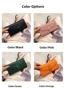 Short crocodile pattern wallets for women shown in black, pink, green and orange colors