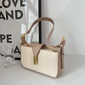 Sac Sous le Bras pour Femmes en Cuir PU Mode Couture Petit Sac Bandoulière Carré Avec Serrure Dorée Design de Niche Élégant