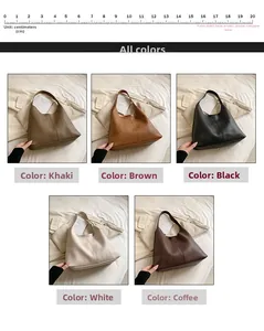 Detailed close-up showing the pebbled texture of large leather tote bags in five colors
