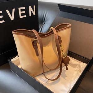 Large beige and brown minimalist tote bag in an elegant gift box set