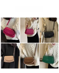 Collage de sacs à bandoulière en cuir en six couleurs montrant des styles polyvalents