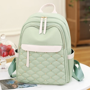 Fashion Women Nylon Backpack Large Capacity Quilted Rivet Design Korean Style Stylish Bag Versatile Casual Travel Backpack