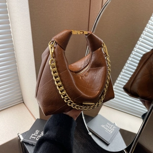 Sac à Épaule Rétro en Cuir PU Matelassé pour Femmes avec Grosse Chaîne Dorée Sac Hobo Bandoulière Mode à Losanges