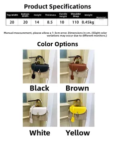 Guide des tailles pour le sac bandoulière tissé avec détails du fermoir métallique