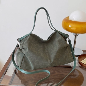 Large Capacity Matte PU Leather Tote Bag Vintage Soft Shoulder Crossbody Bag For Women Daily Commute Work School Travel