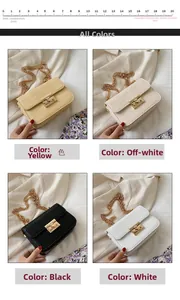 Close-up of crocodile pattern crossbody bag with metal chain strap and lock buckle