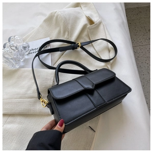 Classic black leather handbag women fashion shoulder bag versatile top handle messenger bag