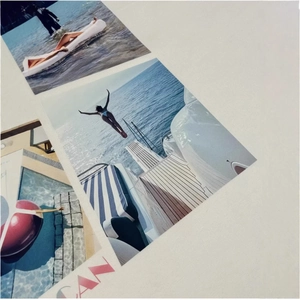 T-shirt oversize en coton blanc avec collage de photos d'été et d'océan imprimé