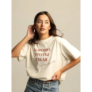 Women American Style Casual Cotton T-Shirt Letter Print Loose Round Neck Short Sleeve Top White Summer Fashion Tee
