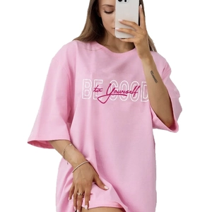Pink oversized 100% cotton T-shirt featuring 'BE GOOD to yourself' typography print