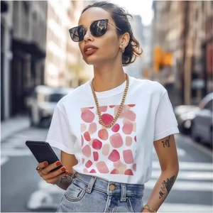 Women Cotton Short Sleeve T-Shirt Polka Dot Print Round Neck Loose Summer Top Stylish Comfortable Everyday Clothing