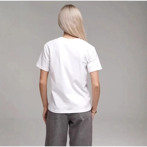 T-shirt en coton blanc pour hommes, coupe décontractée avec col rond et épaules tombantes