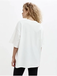T-shirt bianca oversize in cotone con silhouette ampia e spalle scese vista posteriore