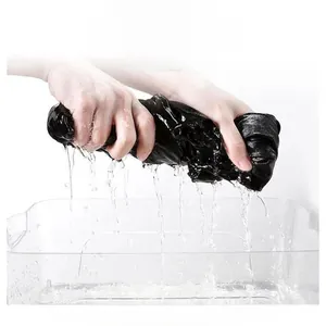 Wash test of black cotton T-shirt showing colorfastness and lint-resistant fabric
