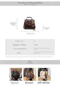 Detailed size specifications for the vintage PU leather handbag with bunny charm