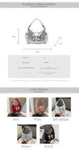 Mini PU leather crossbody bag dimensions 12x8x4cm with bow decoration and chain strap