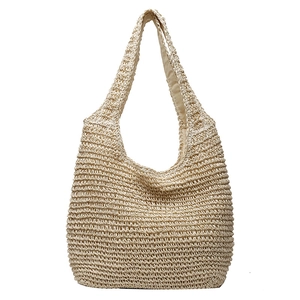 Grand sac fourre-tout en paille tressée pour les vacances d'été et sorties à la plage