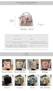 Detailed size chart for stylish PU leather mini backpack showing 19x20x8 cm dimensions