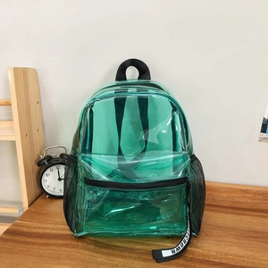 Green transparent PVC waterproof backpack with large capacity and stylish design