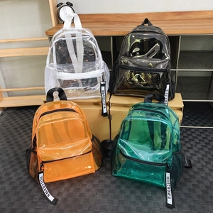 Modern waterproof transparent PVC jelly backpack set in four vibrant fashion colors