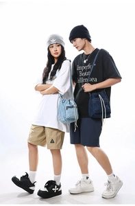 Detailed street style denim drawstring bucket bags in light blue and dark blue colors