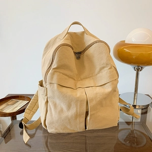 Sac à Dos en Toile Lavée Vintage pour Femmes Grande Capacité Sac d'École Rétro Littéraire Sac de Voyage Multipoches