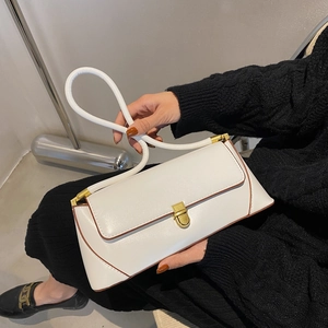 Vintage PU Leather Underarm Bag For Women Large Capacity Solid Color Shoulder Bag With Metal Buckle Daily Commuting Handbag
