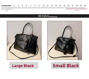 Comparaison de sacs à main en cuir noir, grand et petit modèles, avec fermoir argenté