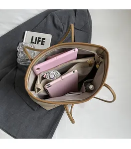 Top view of large tote bag interior showing spacious compartments and storage capacity