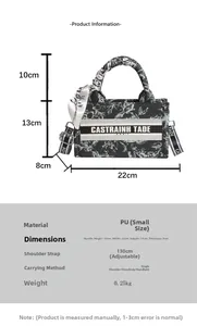 Detailed size specifications for the PU leather tote bag with floral bird print design