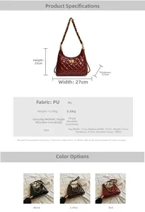 Quilted chain bucket bag details with precise size measurements and color options