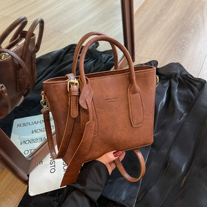 Sac Fourre-Tout pour Femmes en Cuir PU Mode Surpiqûres Sac à Bandoulière Avec Poignée Supérieure Sangle Réglable Sac à Main Vintage