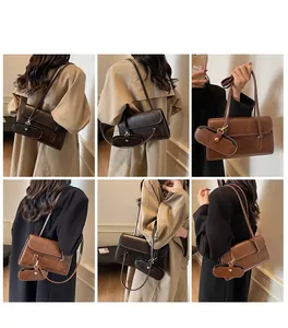 Detailed views of vintage large capacity shoulder bag with a matching small pouch