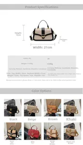Detailed size chart and multi-color options for the embossed PU leather crossbody bag