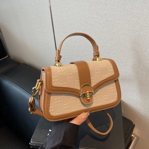 Fashion PU Leather Checkered Embossed Crossbody Bag For Women Vintage Small Square Shoulder Bag Metallic Lock Handbag Purse