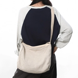 Sac Bandoulière en Toile de Coton et Lin de Grande Capacité pour Femmes Sac à Épaule Fourre-tout Hobo Décontracté Minimaliste avec Fermeture Éclair