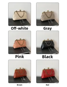 Detailed grid view showing faux crocodile kiss-lock bags in six trendy vibrant colors