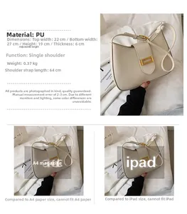 Detailed cream PU leather handbag size guide and interior capacity specifications