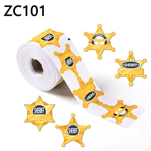 Rouleau d'Autocollants Insigne de Police de Shérif pour Fêtes d'Enfants Étiquettes de Récompense Motif Étoile et Bouclier