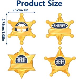Lot de 500 autocollants de badge de shérif pour fêtes d'enfants et étiquettes de nom