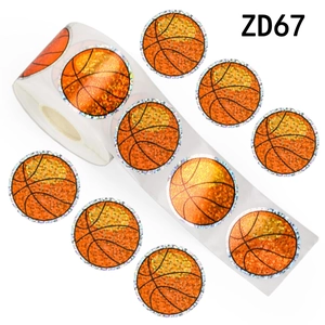 Roll of 500 holographic basketball stickers for kids toys and DIY diary decoration