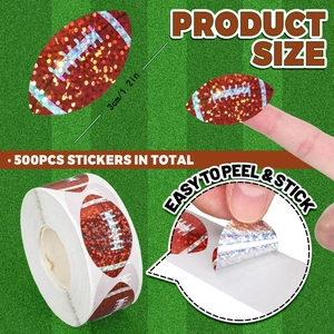 Roll of 500 glitter American football stickers for scrapbooking and sports themed decor